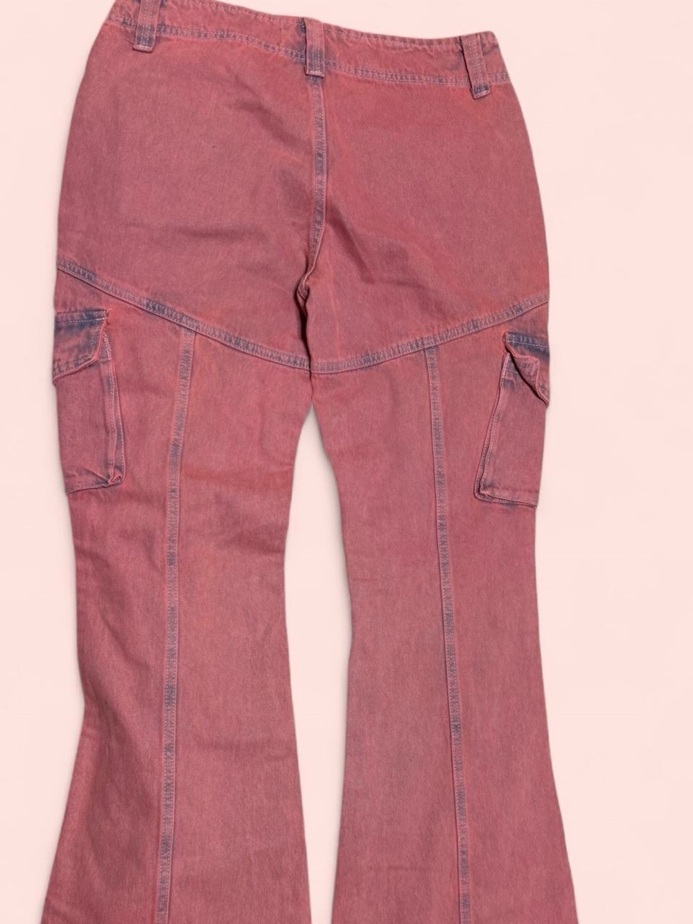 Fashion Nova Pink Cargo Flare Jeans